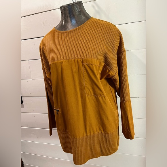 💛 LAURÈL – Bi-Material Mustard Top (Size 38) - Picture 3 of 13